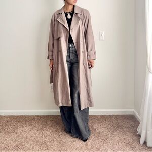 90s Vintage Taupe Trench Coat